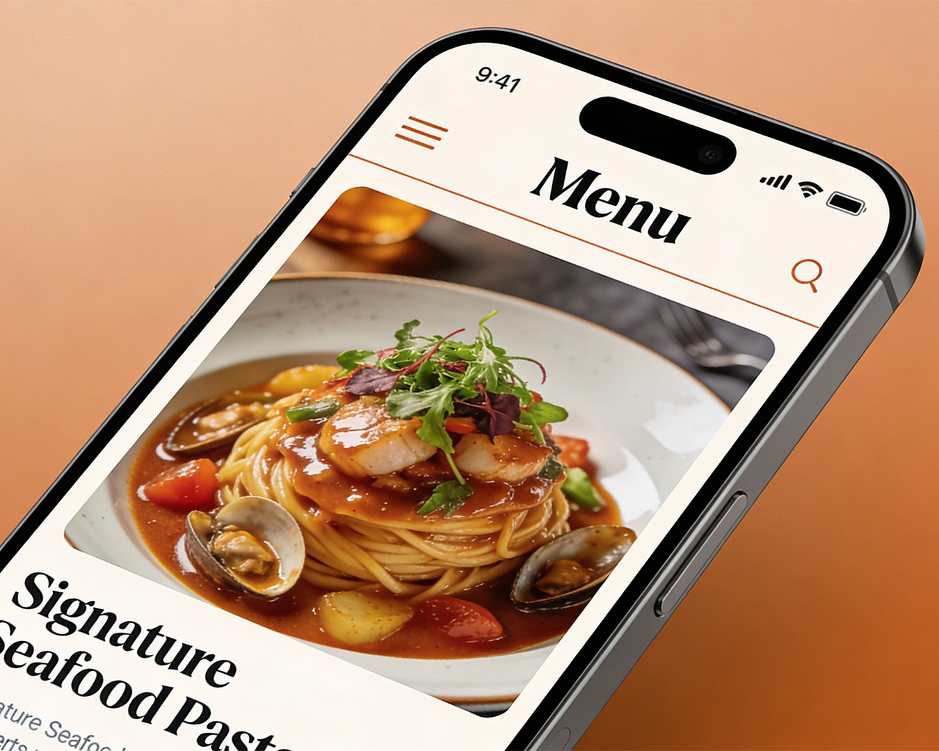 A smartphone displaying a beautifully plated dish, capturing the details of the food through the camera screen in a warm, inviting light.